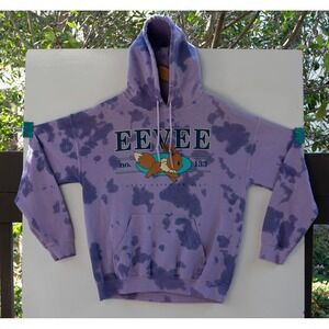 2023 Pokemon Eevee‎ Purple Tie-dye Hoodie Men's Game Freak Nintendo Size S